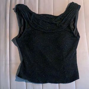 Black bead-studded dress top